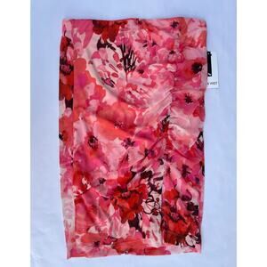 NINE WEST, SIZE L, PINK FLORAL SKIRT, ELASTIC WAIST